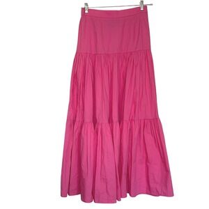 Rnwy pink tiered maxi skirt women's 8 preppy bold summer fun boho cottage girly